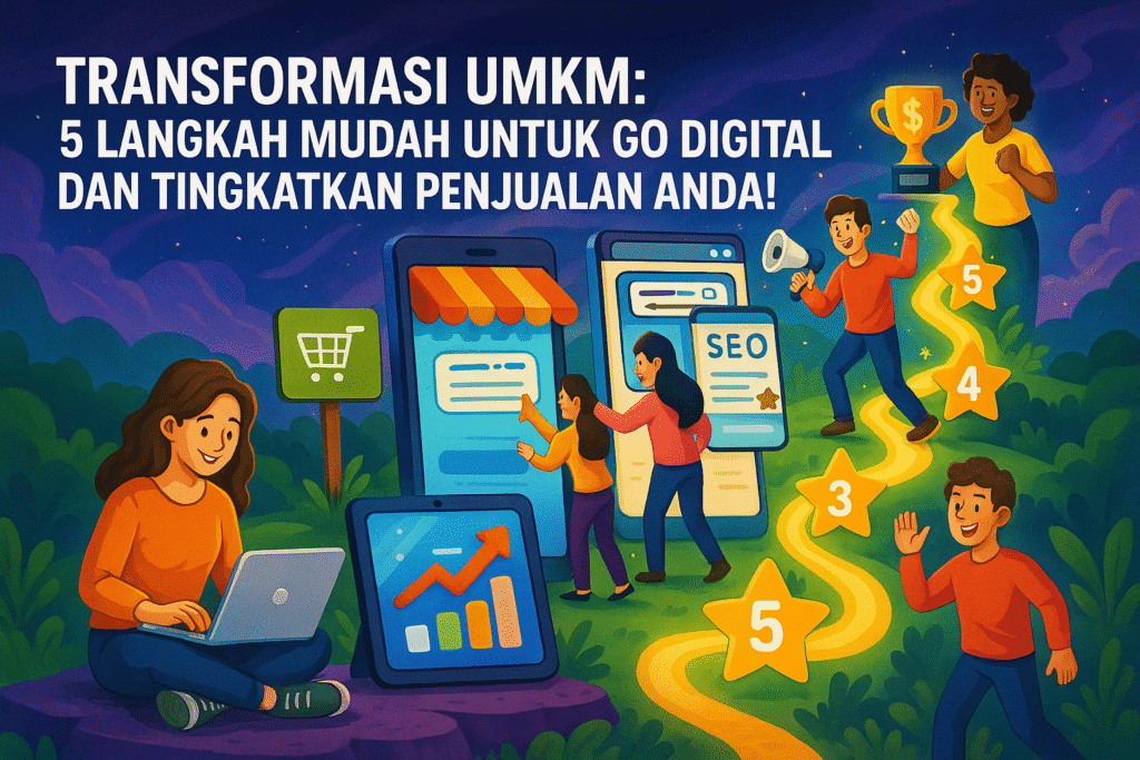 buatkan gambar, Rasio aspek lebar, fantasi, Transformasi UMKM: 5 Langkah Mudah untuk Go Digital dan Tingkatkan Penjualan Anda!